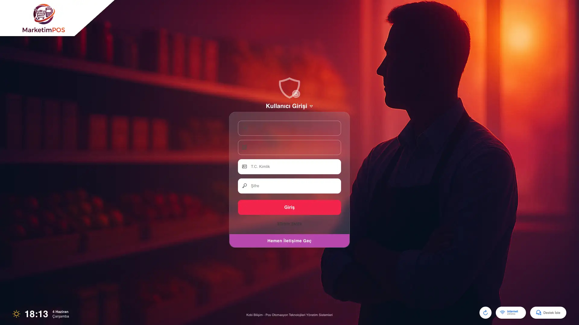 Marketim POS Giriş Ekranı
